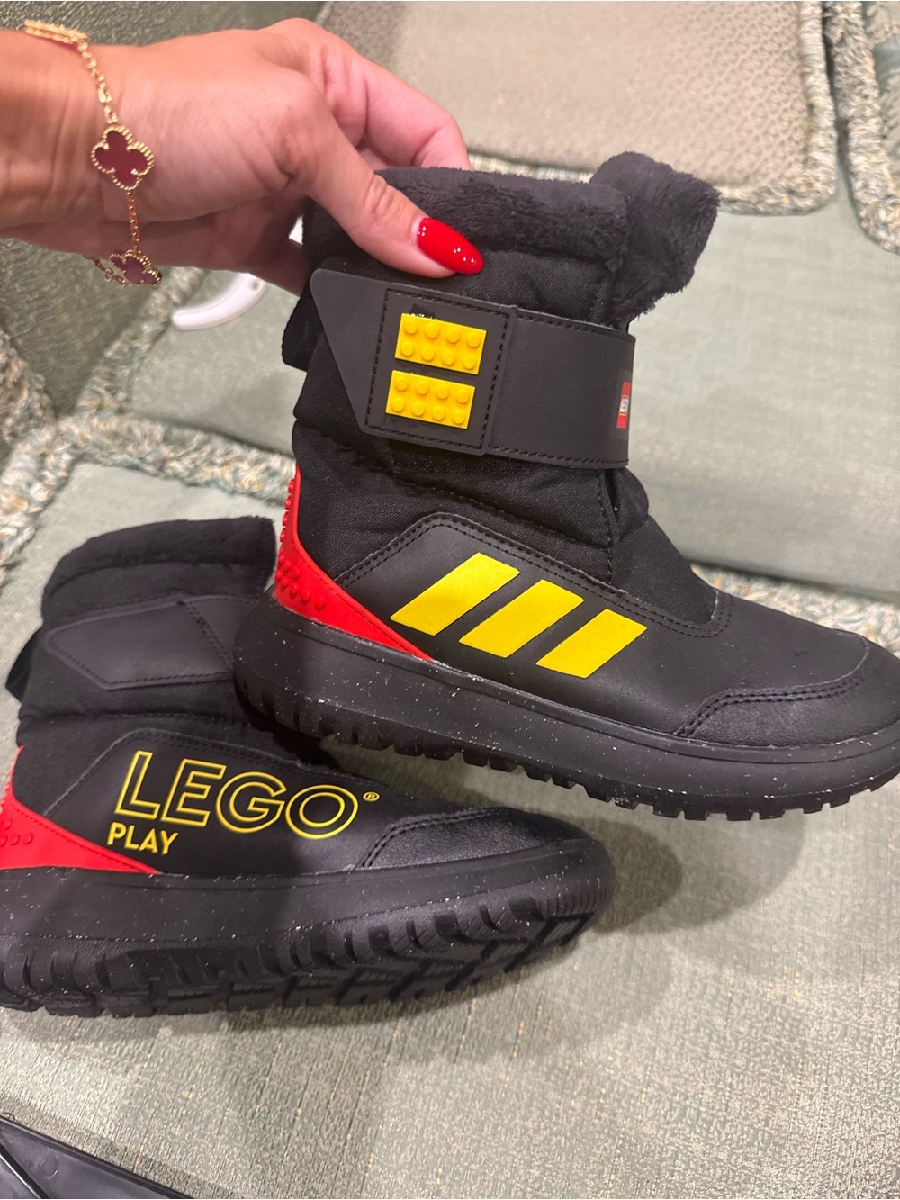 Kids adidas x Lego Black & Yellow Winter Boots 2.5